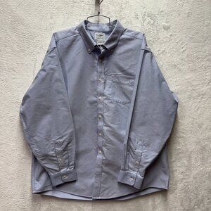L.L.Bean Button Down Dress Shirt Mens 17.5 Blue Cotton Traditional Fit Career